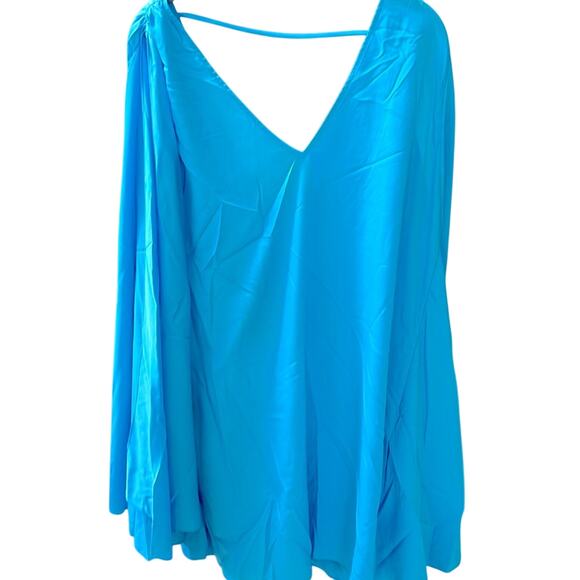NWT $300+ JAY GODFREY Bower Kimono cut out mini dress turquoise blue 10 - Picture 2 of 7